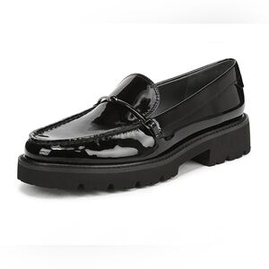 NWT Franco Sarto Senna Black Shiny Lug Loafer, 10